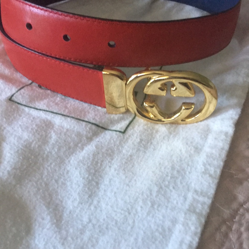 Vintage New red and gold Gucci GG belt sz26”/85 - Picture 4 of 7